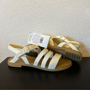Crocs Tulum Iconic Comfort White Strappy Ankle Strap Sandals Women’s Size 8- NWT
